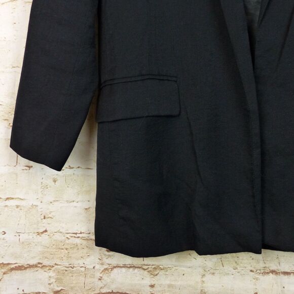 Mod Ref Blazer Womens S Black Twill Longline Open Front Jacket Minimalist Preppy - Picture 4 of 10